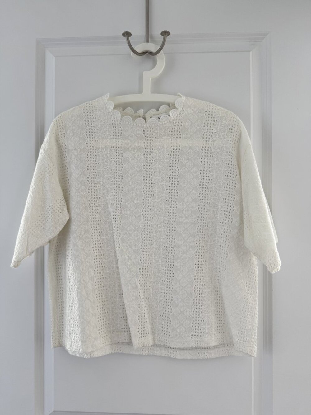Embroidered Lace Blouse – Off White – One Size – Made in Korea – NWOT